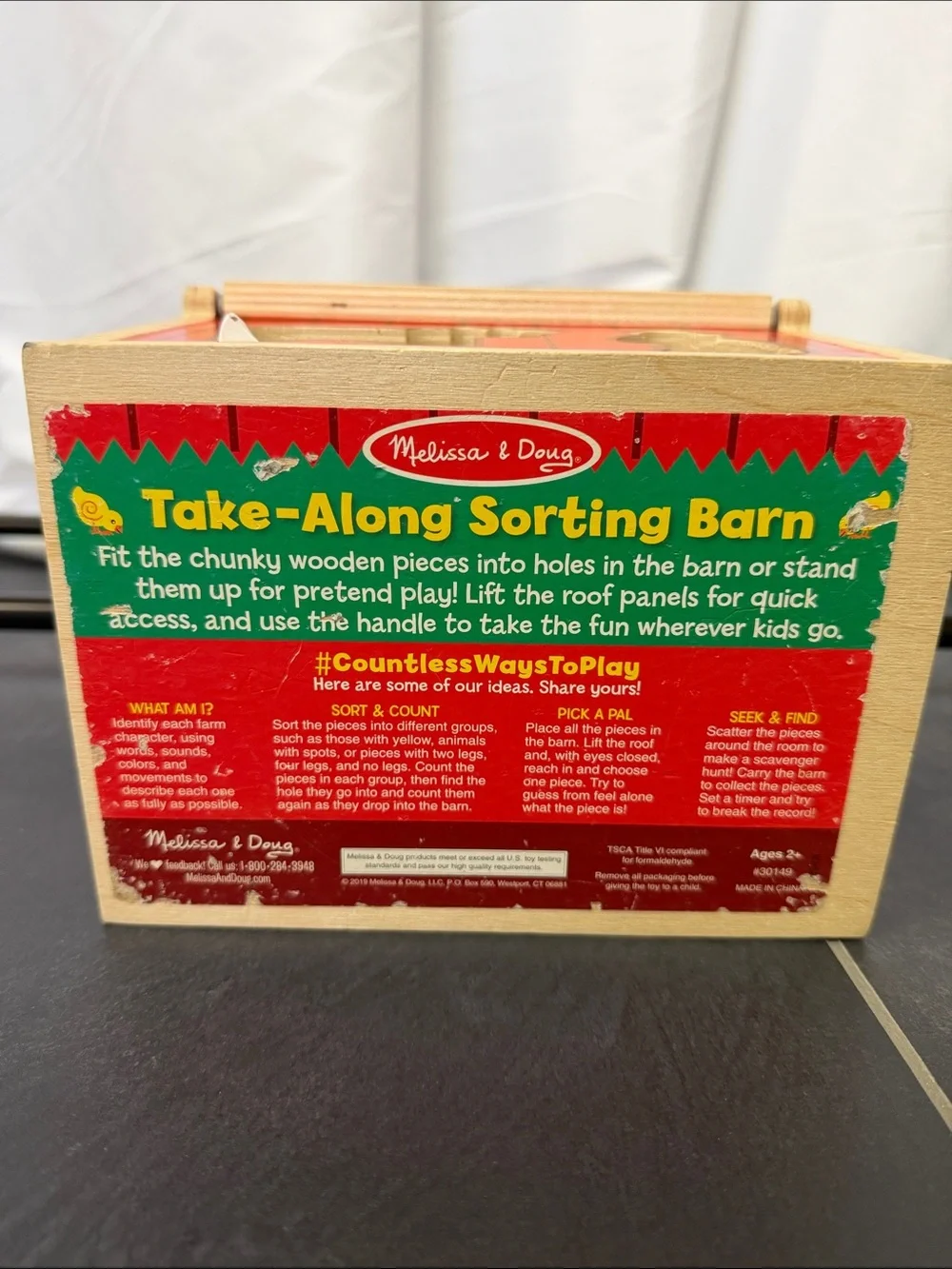 Melissa & Doug Take-Along Wooden Sorting Barn Learning Toy with Flip-Up Roof
